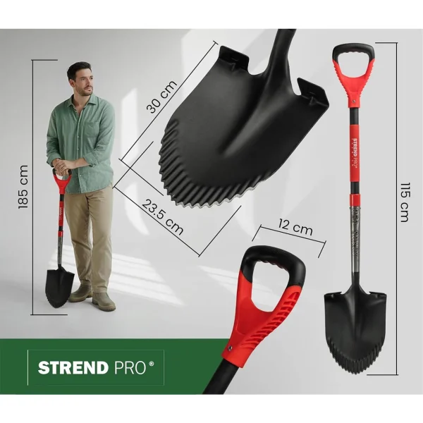 Harlet, cazma, ascutit, cu margini zimtate, coada fibra de sticla, 22x30x115 cm, Strend Pro Premium RedShark