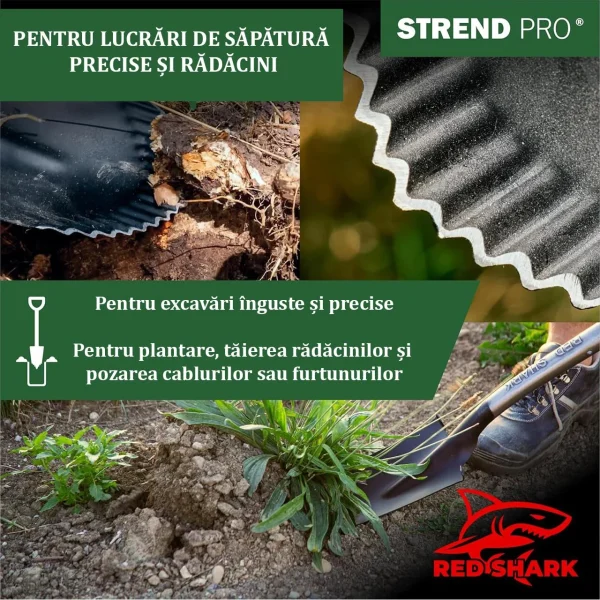 Harlet, cazma, ingust, cu varf zimtat, coada fibra de sticla, 40x14x126 cm, Strend Pro Premium RedShark