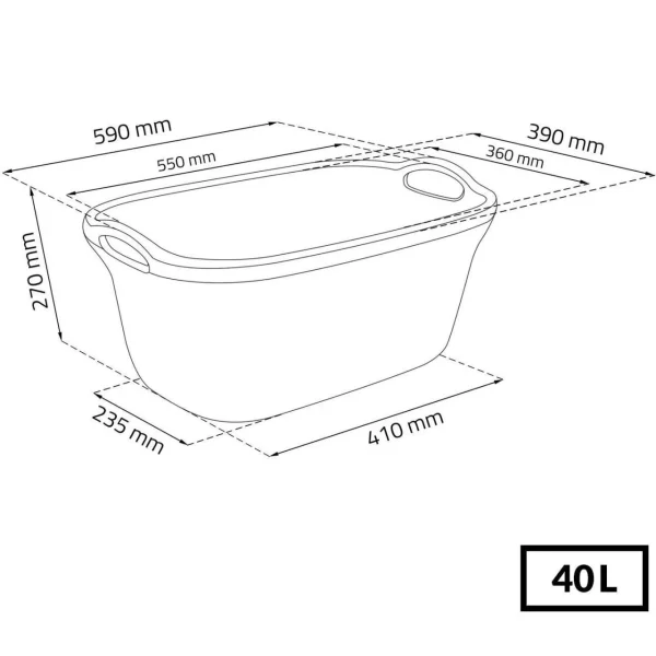 Cos rufe, 2 manere, gri inchis, 40 L, 60x27x39 cm, Curver