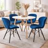 Scaun bucatarie/living, Artool, Torino Velvet, catifea bleumarin, picioare lemn negru, 47x52x73.5 cm