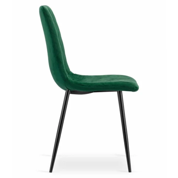 Scaun bucatarie/living, Artool, Turin, catifea verde, picioare metal negru, 44.5x53x88.5 cm