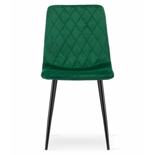 Scaun bucatarie/living, Artool, Turin, catifea verde, picioare metal negru, 44.5x53x88.5 cm