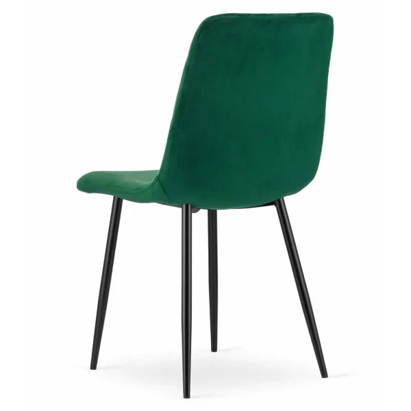 Scaun bucatarie/living, Artool, Turin, catifea verde, picioare metal negru, 44.5x53x88.5 cm