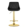 Set 2 scaune de bucatarie/bar, Artool, Kast, rotativ, catifea neagra, picior metal auriu, 45.5x49x85-105 cm