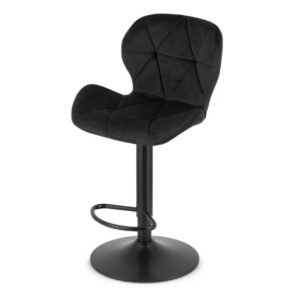 Set 2 scaune de bucatarie/bar, Artool, West, rotativ, catifea neagra, picior metal negru, 46x48.5x90-111 cm
