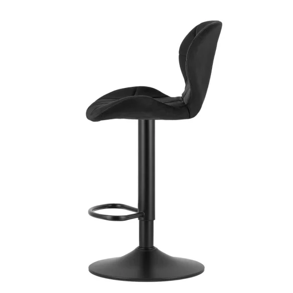 Set 2 scaune de bucatarie/bar, Artool, West, rotativ, catifea neagra, picior metal negru, 46x48.5x90-111 cm