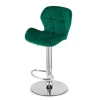 Set 2 scaune de bucatarie/bar, Artool, West, rotativ, catifea verde, picior metal argintiu, 46x48.5x90-111 cm
