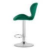 Set 2 scaune de bucatarie/bar, Artool, West, rotativ, catifea verde, picior metal argintiu, 46x48.5x90-111 cm