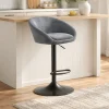 Set 2 scaune de bucatarie/bar, Artool, East, rotativ, catifea gri, picior metal negru, 53x46x81-103 cm