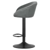 Set 2 scaune de bucatarie/bar, Artool, East, rotativ, catifea gri, picior metal negru, 53x46x81-103 cm