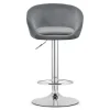 Set 2 scaune de bucatarie/bar, Artool, East, rotativ, catifea gri, picior metal argintiu, 53x46x81-103 cm