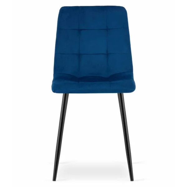 Set 4 scaune bucatarie/living, Artool, Kara, catifea bleumarin, picioare metal negru, 44.5x50.5x87 cm