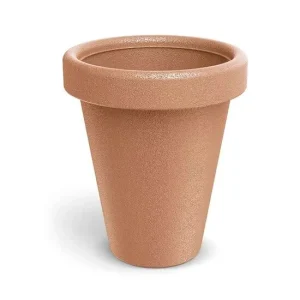 Ghiveci decorativ de flori, rotund, portocaliu, efect ceramica, 39x46 cm, 26.5 L, Origina