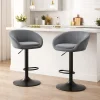 Scaun de bucatarie/bar, Artool, East, rotativ, catifea gri, picior metal negru, 53x46x81-103 cm