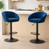 Scaun de bucatarie/bar, Artool, East, rotativ, catifea bleumarin, picior metal negru, 53x46x81-103 cm