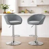 Scaun de bucatarie/bar, Artool, East, rotativ, catifea gri, picior metal argintiu, 53x46x81-103 cm