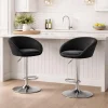 Scaun de bucatarie/bar, Artool, East, rotativ, catifea neagra, picior metal argintiu, 53x46x81-103 cm