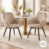 Scaun stil fotoliu bucatarie/living, Artool, Nana, rotativ, catifea bej inchis, picioare metal negru, 56x61x83.5 cm