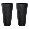 Set 2 ghivece de flori, Matuba Slim, rotunde, inalte, 30x55 cm, antracit, Prosperplast