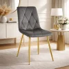 Scaun bucatarie/living, Artool, Libra, catifea gri inchis, picioare metal auriu, 45x54x86.5 cm