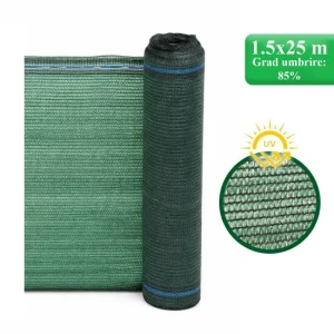 Plasa de umbrire, HDPE, UV, 80 g/mp, grad umbrire 85%, verde, 1.5x25 m, Strend Pro