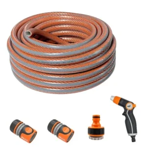 Furtun de gradina, 6 straturi, antirasucire, 3/4", 25 m, cuple, adaptor, pistol stropit, Richmann Exclusive