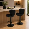Set 2 scaune de bucatarie/bar, Artool, West, rotativ, catifea neagra, picior metal negru, 46x48.5x90-111 cm