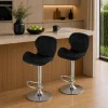 Set 2 scaune de bucatarie/bar, Artool, West, rotativ, catifea neagra, picior metal argintiu, 46x48.5x90-111 cm
