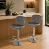 Set 2 scaune de bucatarie/bar, Artool, West, rotativ, catifea gri, picior metal argintiu, 46x48.5x90-111 cm