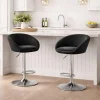 Set 2 scaune de bucatarie/bar, Artool, East, rotativ, catifea neagra, picior metal argintiu, 53x46x81-103 cm