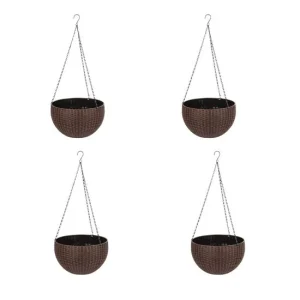 Set 4 ghivece de flori suspendat 26x16 cm, maro