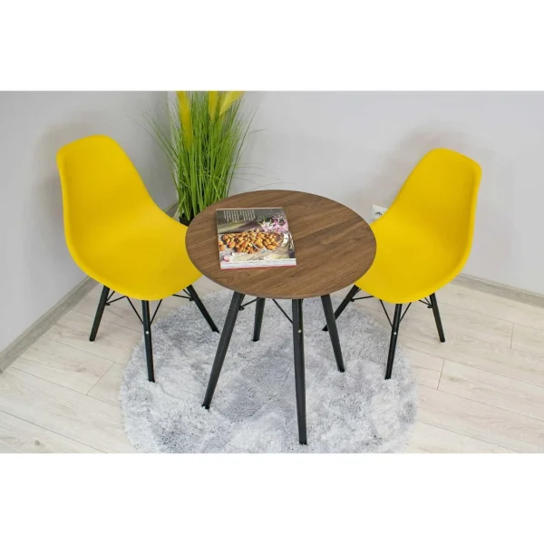 Masa stil scandinav, Artool, rotund, MDF si lemn, maro rustic, 60x73 cm