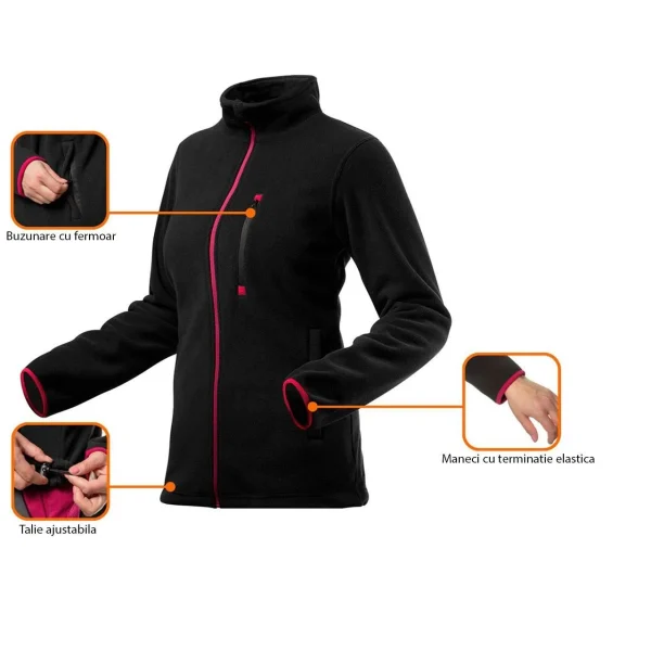Geaca din lana polara pentru femei, model Woman Line, negru, marimea XL/42, NEO