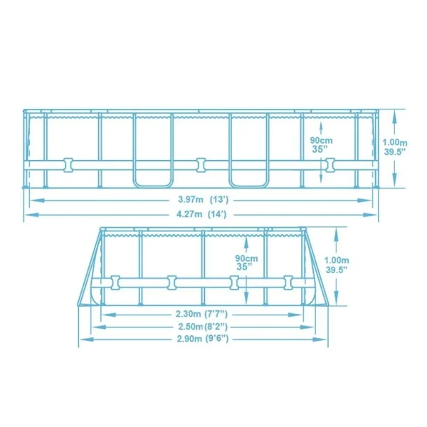 Piscina structura metalica, ovala, cu filtru, scara, gri, 427x250x100 cm, Bestway Power Steel