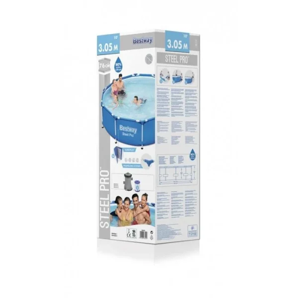 Piscina structura metalica, rotunda, cu pompa filtrare, albastru, 305x76 cm, Bestway Steel Pro