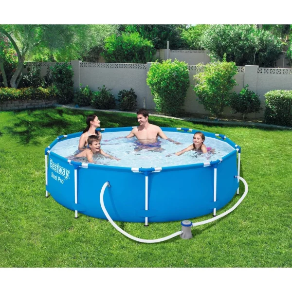 Piscina structura metalica, rotunda, cu pompa filtrare, albastru, 305x76 cm, Bestway Steel Pro