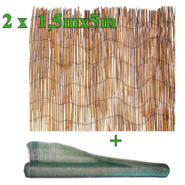 Set 2 trestii, 1.5x5 m + Plasa umbrire 85 g/mp, 10x1.5 m
