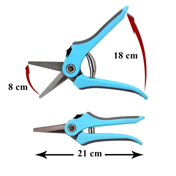 Foarfeca gradina pentru flori, tip bypass, varf acutit, 21 cm, Richmann
