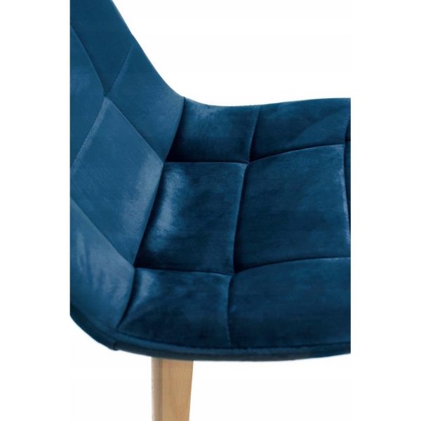 Scaun bucatarie/living, catifea si PU, albastru marin, 43x54x81 cm, Colin