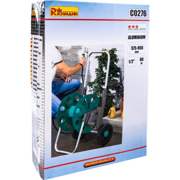 Carucior pentru furtun gradina, plastic, telescopic, 1/2", 60 m, Richmann 
