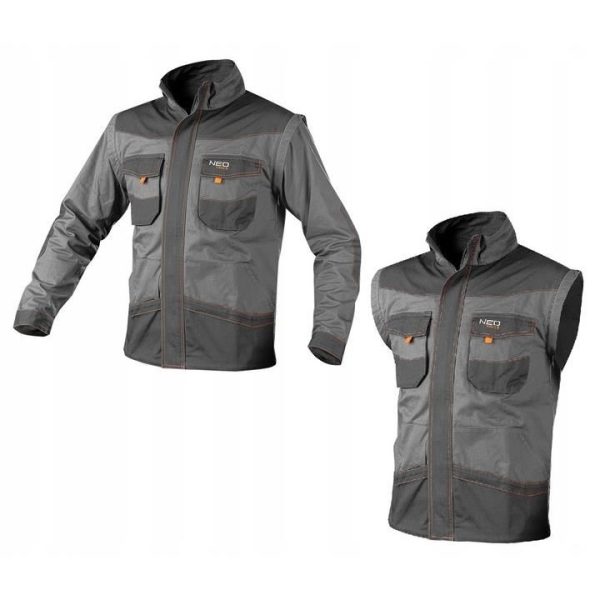 Geaca de lucru, convertibila in vesta, 2 in 1, maneci detasabile, bumbac, marimea XL/54, NEO