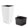Set 2 ghivece de flori, Rato, imitatie ratan, inalte, 22.5x22.5x42 cm, alb, Prosperplast