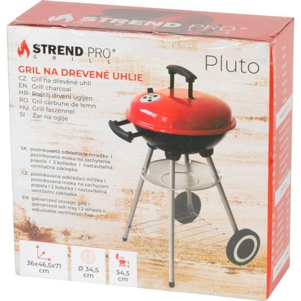 Gratar gradina cu carbuni, grill rotund, cu roti, capac, rafturi, 34.5 cm, 36x46.5x71 cm, Pluto
