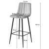Scaun de bucatarie/bar, Artool, Pozza, catifea gri inchis, picioare metal negru, 43x35x104 cm