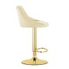 Scaun de bucatarie/bar, Artool, Kast, rotativ, catifea bej, picior metal auriu, 45.5x49x85-105 cm