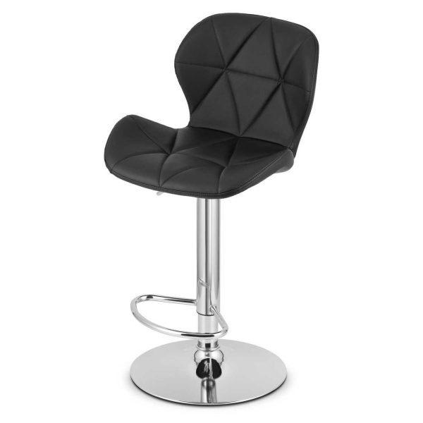 Scaun de bucatarie/bar, Artool, West, rotativ, piele ecologica neagra, picior metal argintiu, 46x48.5x90-111 cm
