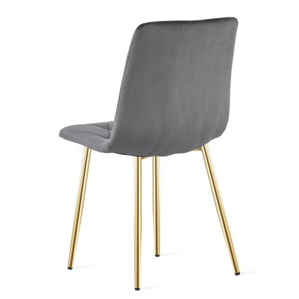 Scaun bucatarie/living, Artool, Libra, catifea gri inchis, picioare metal auriu, 45x54x86.5 cm