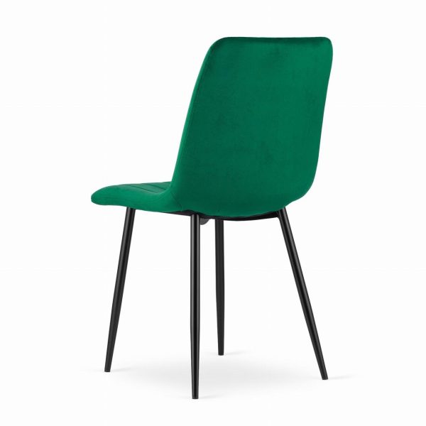 Set 4 scaune bucatarie/living, Artool, Lava, catifea verde, picioare metal negru,  43x51x90 cm