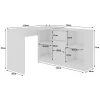 Birou calculator pe colt, placa laminata, 1 sertar, 6 rafturi, stejar si alb, 120x126x79/77 cm