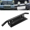 Bullbar aluminiu vopsit in camp electrostatic cu suport numar si proiectoare pentru vehicule offroad, culoare Neagra